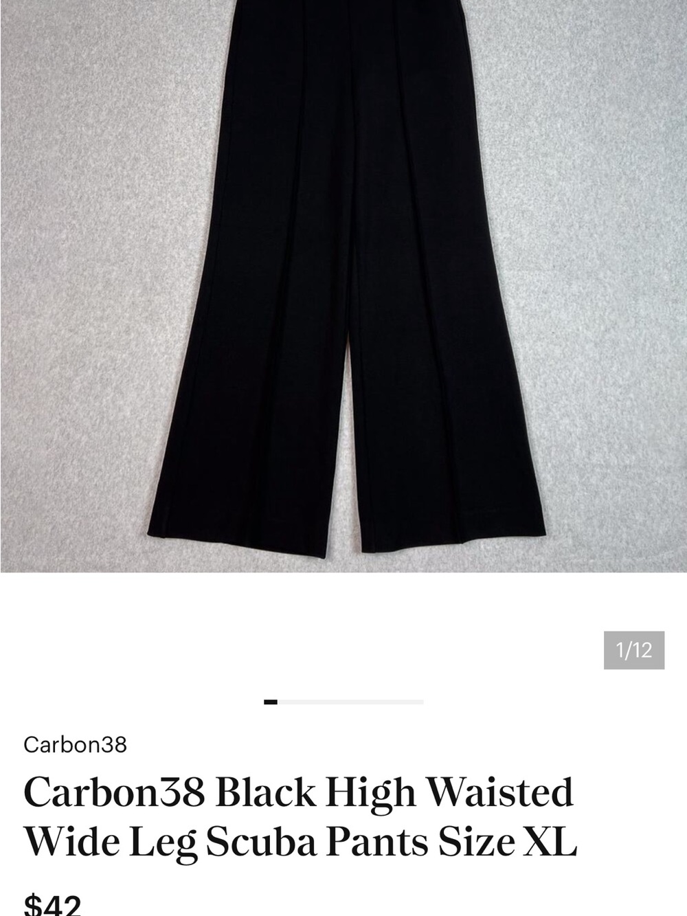 Carbon38 Black High Waisted Wide Leg Scuba Pants Size XL